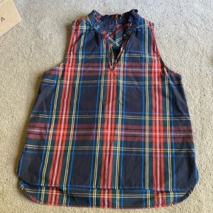 J. Crew tartan cotton tank blouse